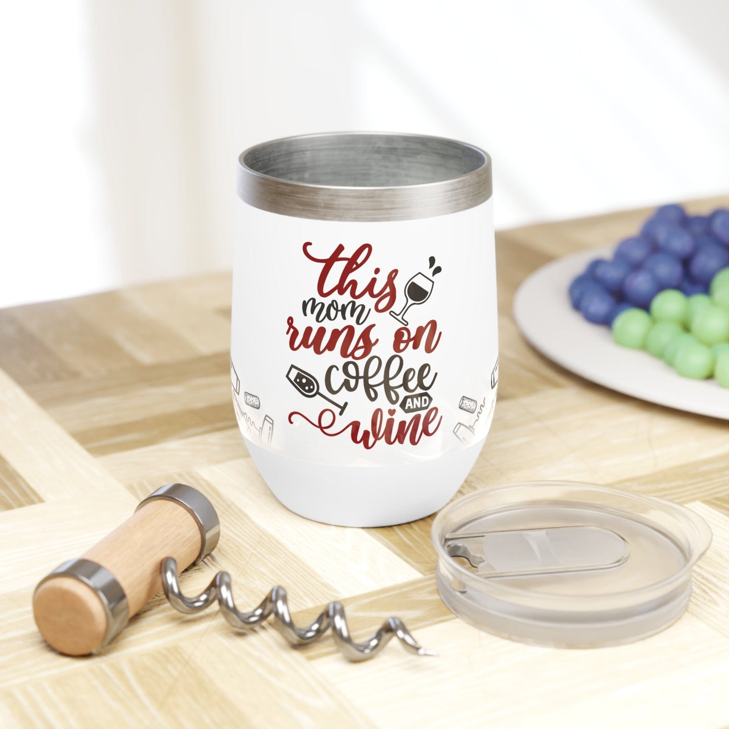 This Mom Runs On Coffee and Wine - Funny Wine Tumbler for Mom