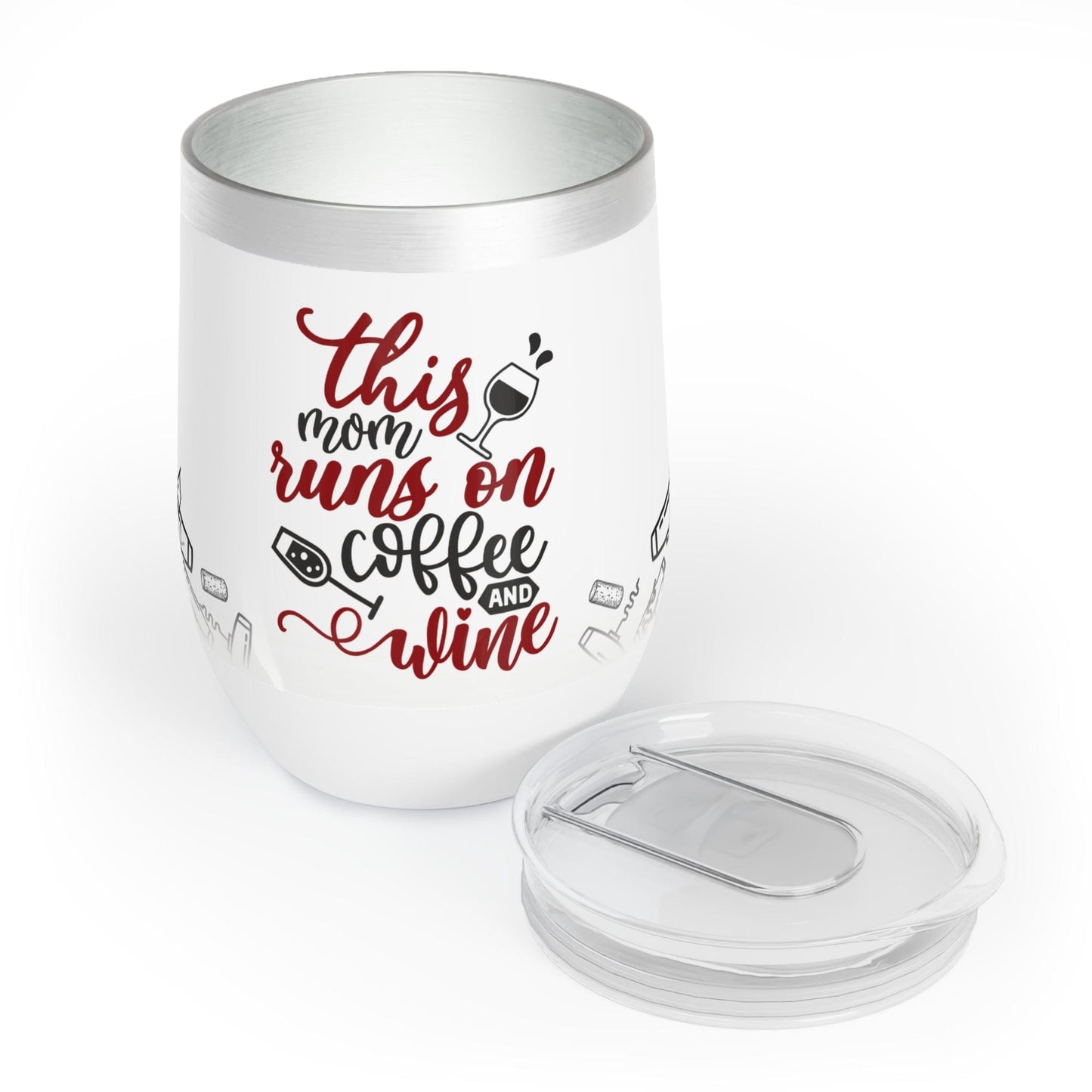 This Mom Runs On Coffee and Wine - Funny Wine Tumbler for Mom