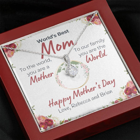 "You Are The World" Floral Personalized Mother's Day Alluring Beauty Necklace