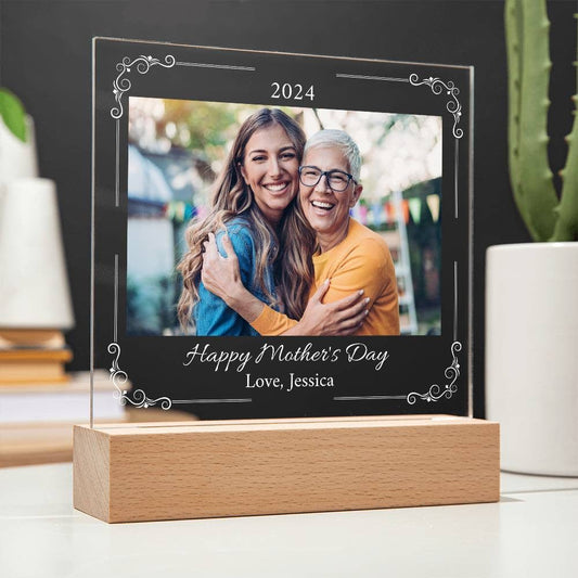 Personalized Mother's Day Acrylic Square Plaque - White Text