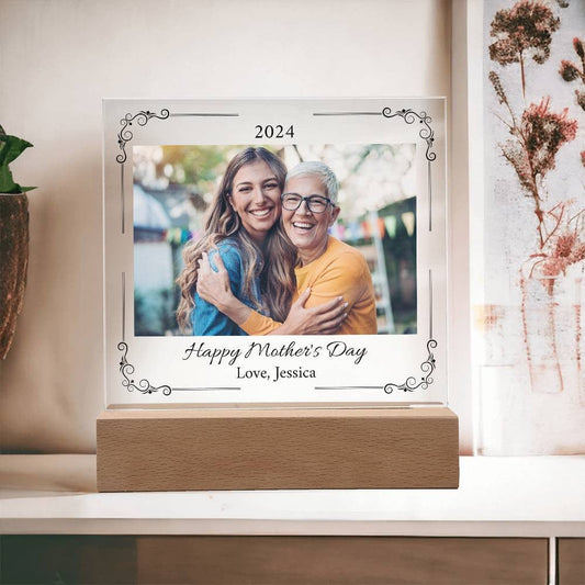 Personalize Mother's Day Acrylic Square Plaque - Black Text